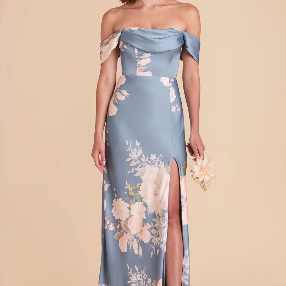 Birdy Grey Matte Satin Mia Dusty Blue Romantic Bouquet Dress